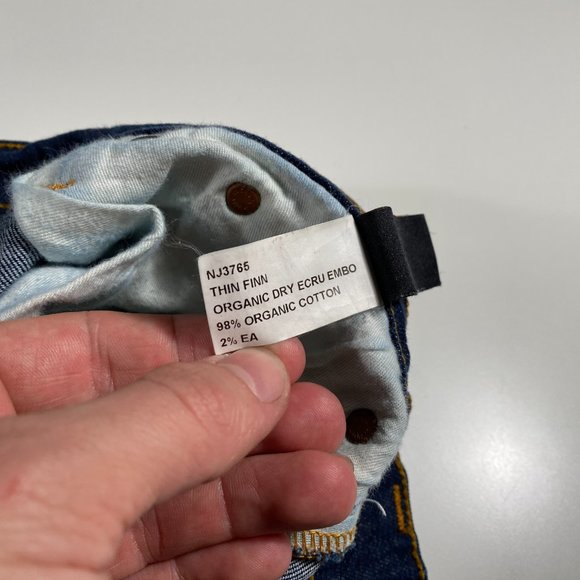 Nudie Jeans Thin Finn Org. Dry Ecru Embo slim fit Jeans mens size 32x32 - Picture 6 of 11
